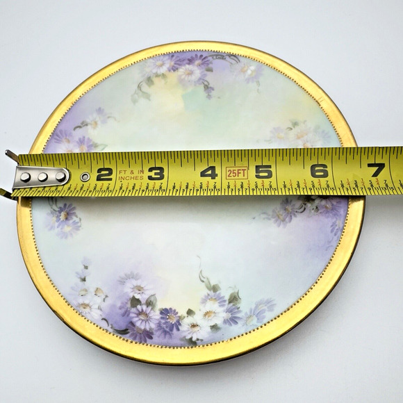 PL Limoges France Hand Painted Floral Gilt Plate Artist Signed Daisies 6.5" - Picture 7 of 7